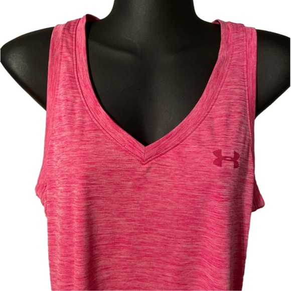 NWOT Medium Under Armour Heat Gear pink sleeveless v-neck tank top - Picture 3 of 13